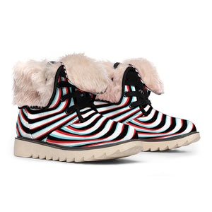 Anaglyph Optical Illusion Print Winter Boots