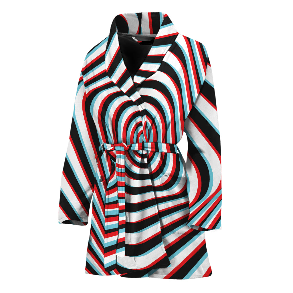 Anaglyph Optical Illusion Print Women's Bathrobe