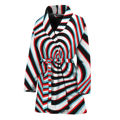 Anaglyph Optical Illusion Print Women's Bathrobe