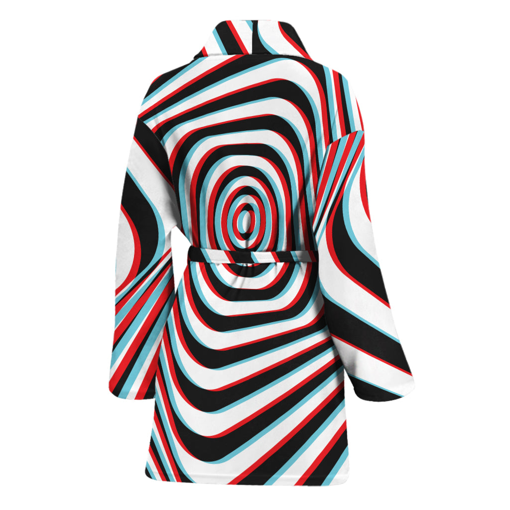 Anaglyph Optical Illusion Print Women's Bathrobe