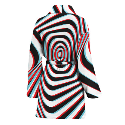 Anaglyph Optical Illusion Print Women's Bathrobe
