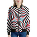 Anaglyph Optical Illusion Print Women's Bomber Jacket