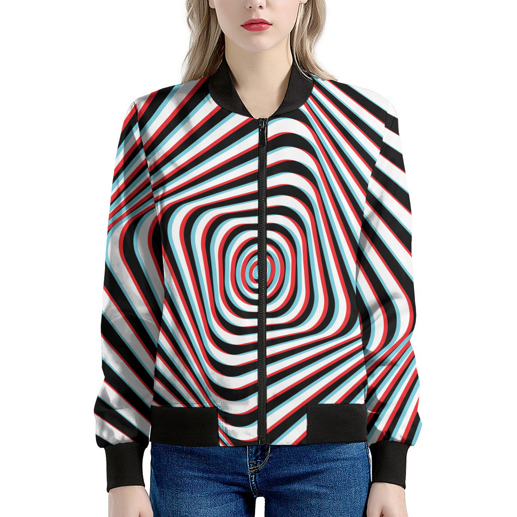 Anaglyph Optical Illusion Print Women's Bomber Jacket