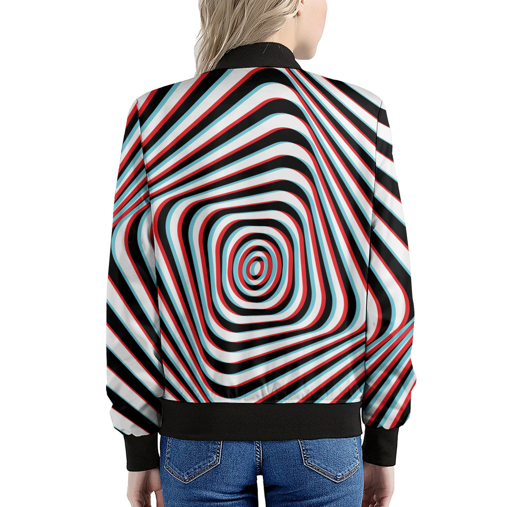 Anaglyph Optical Illusion Print Women's Bomber Jacket