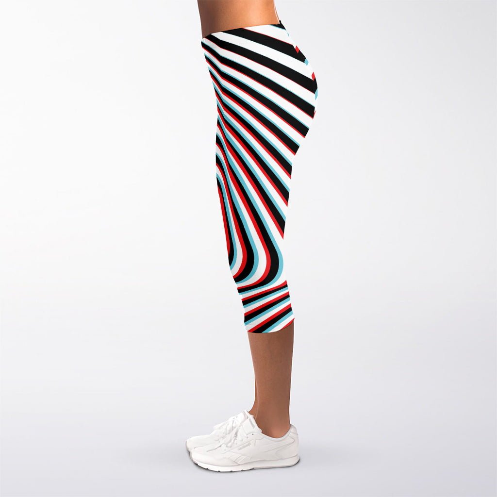 Anaglyph Optical Illusion Print Women's Capri Leggings