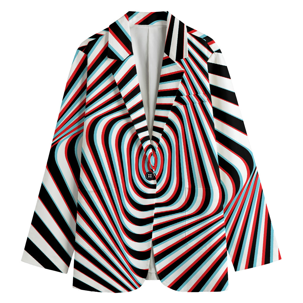 Anaglyph Optical Illusion Print Women's Cotton Blazer