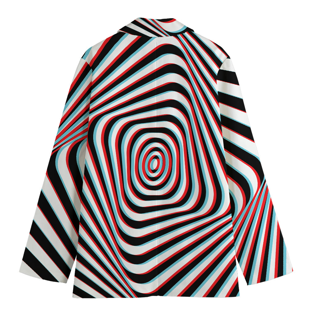 Anaglyph Optical Illusion Print Women's Cotton Blazer