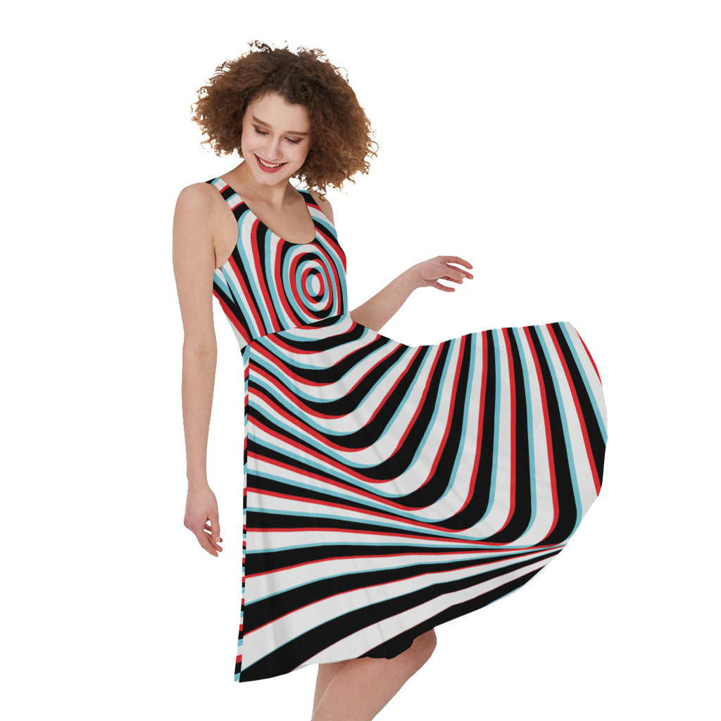 Anaglyph Optical Illusion Print Women's Sleeveless Dress