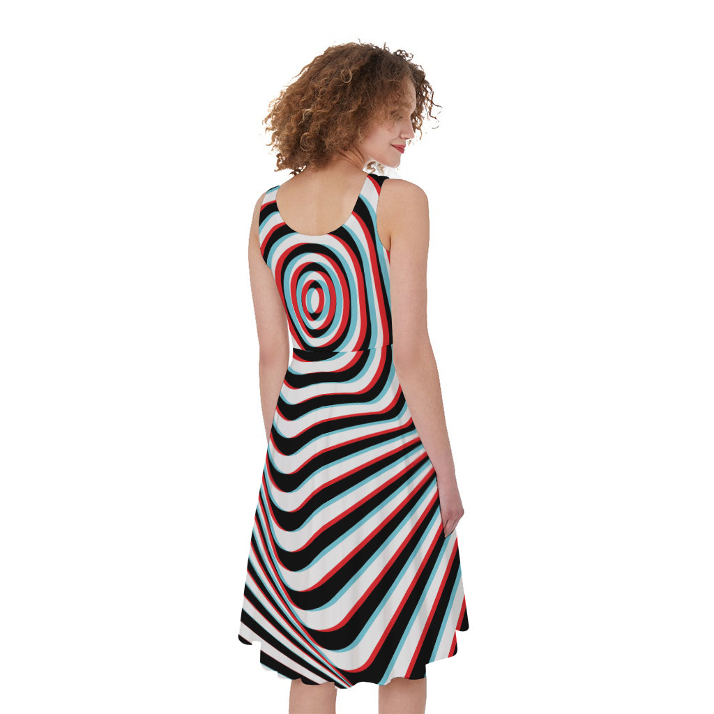 Anaglyph Optical Illusion Print Women's Sleeveless Dress