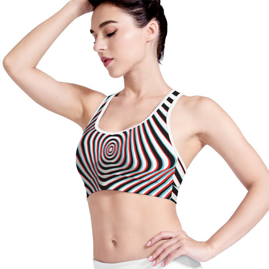 Anaglyph Optical Illusion Print Women's Sports Bra