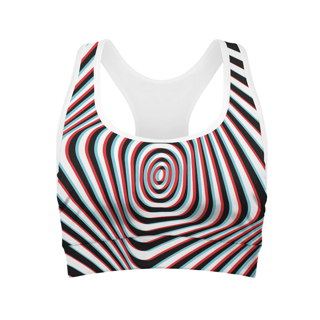 Anaglyph Optical Illusion Print Women's Sports Bra