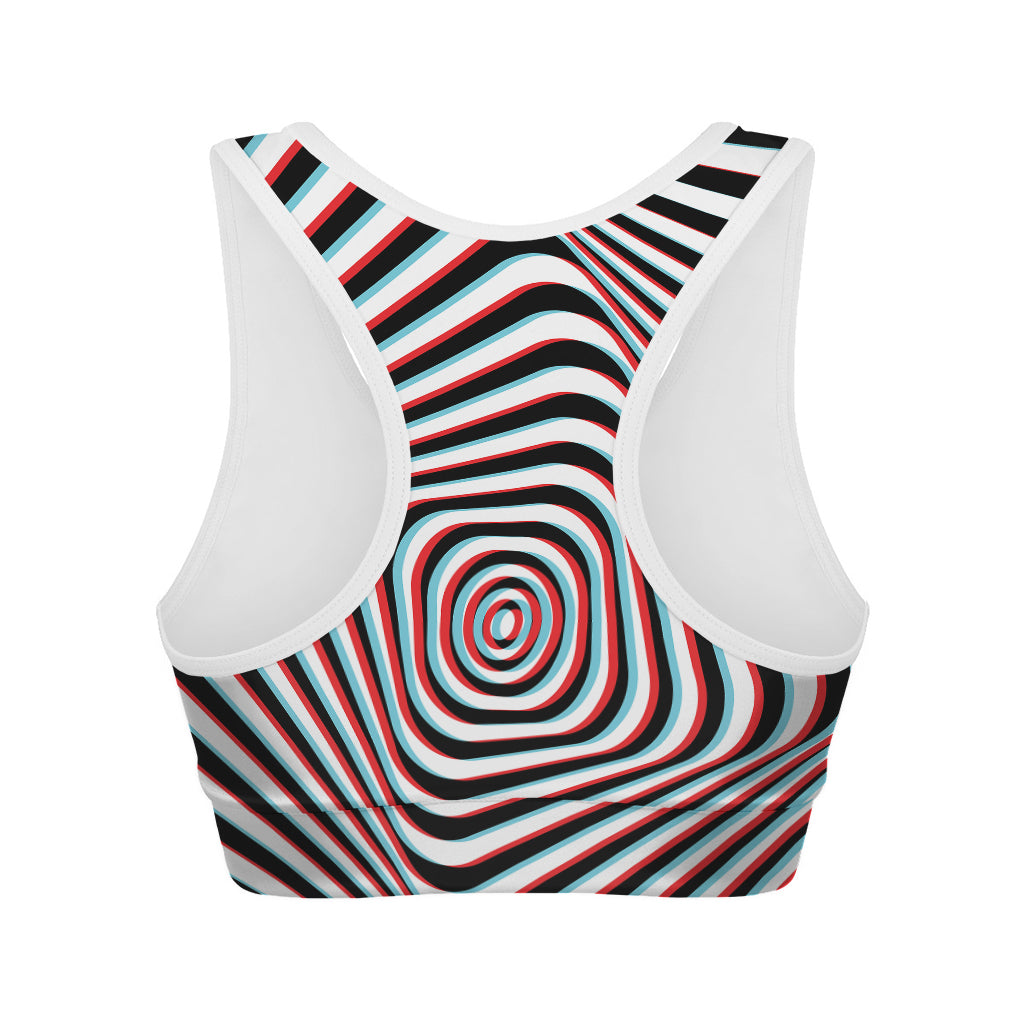 Anaglyph Optical Illusion Print Women's Sports Bra