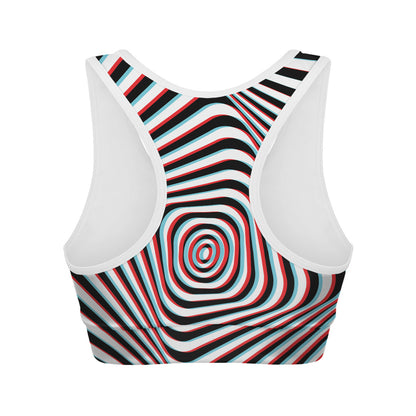 Anaglyph Optical Illusion Print Women's Sports Bra