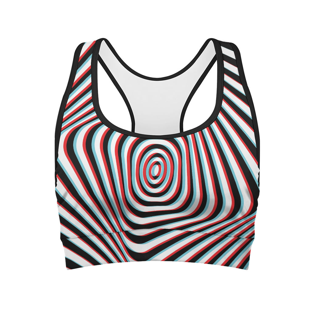 Anaglyph Optical Illusion Print Women's Sports Bra