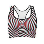 Anaglyph Optical Illusion Print Women's Sports Bra