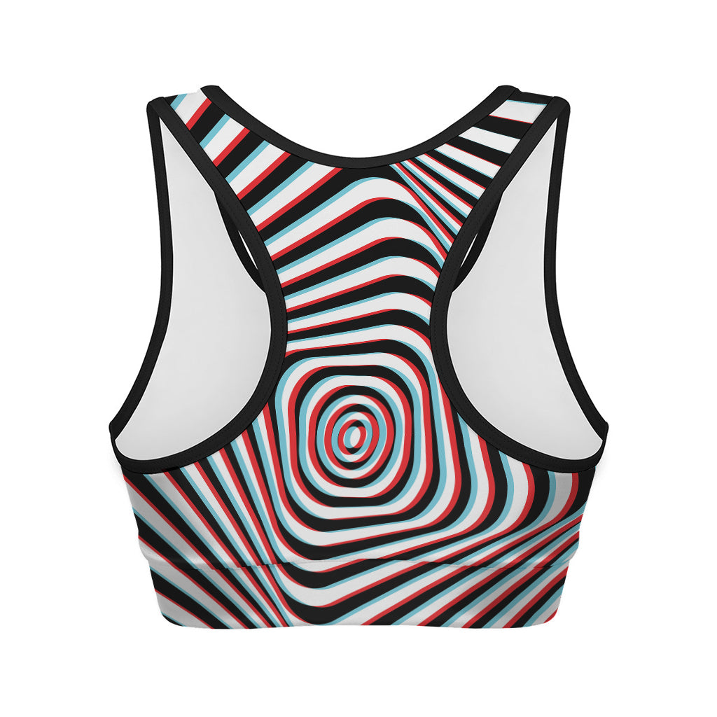 Anaglyph Optical Illusion Print Women's Sports Bra
