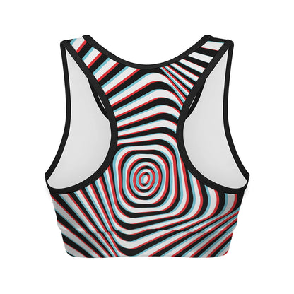 Anaglyph Optical Illusion Print Women's Sports Bra
