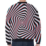 Anaglyph Optical Illusion Print Zip Sleeve Bomber Jacket