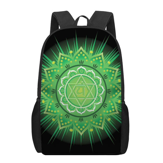Anahata Chakra Mandala Print 17 Inch Backpack