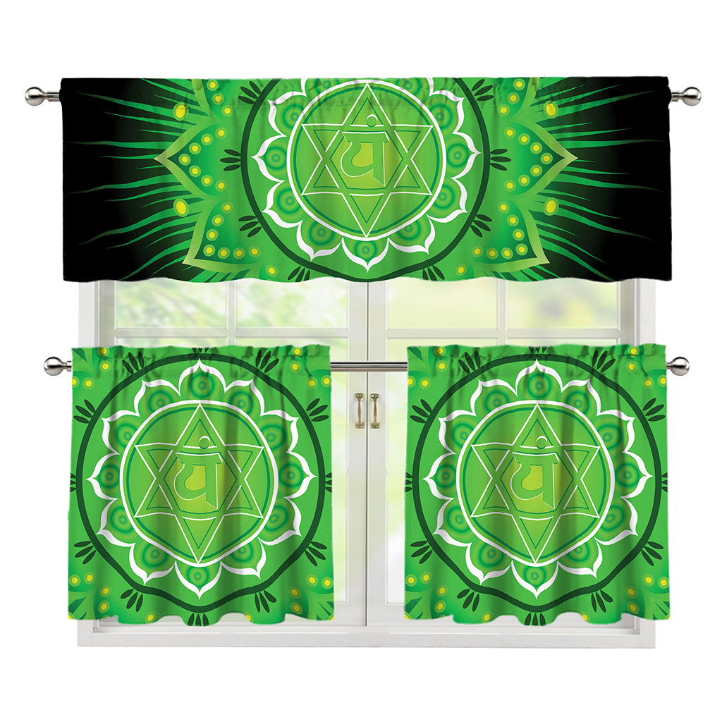 Anahata Chakra Mandala Print 3 Piece Kitchen Curtains