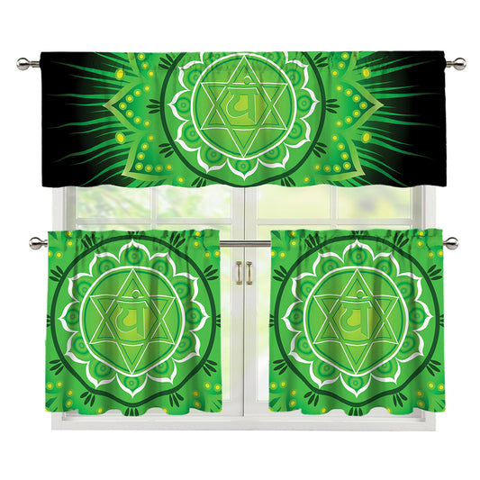 Anahata Chakra Mandala Print 3 Piece Kitchen Curtains