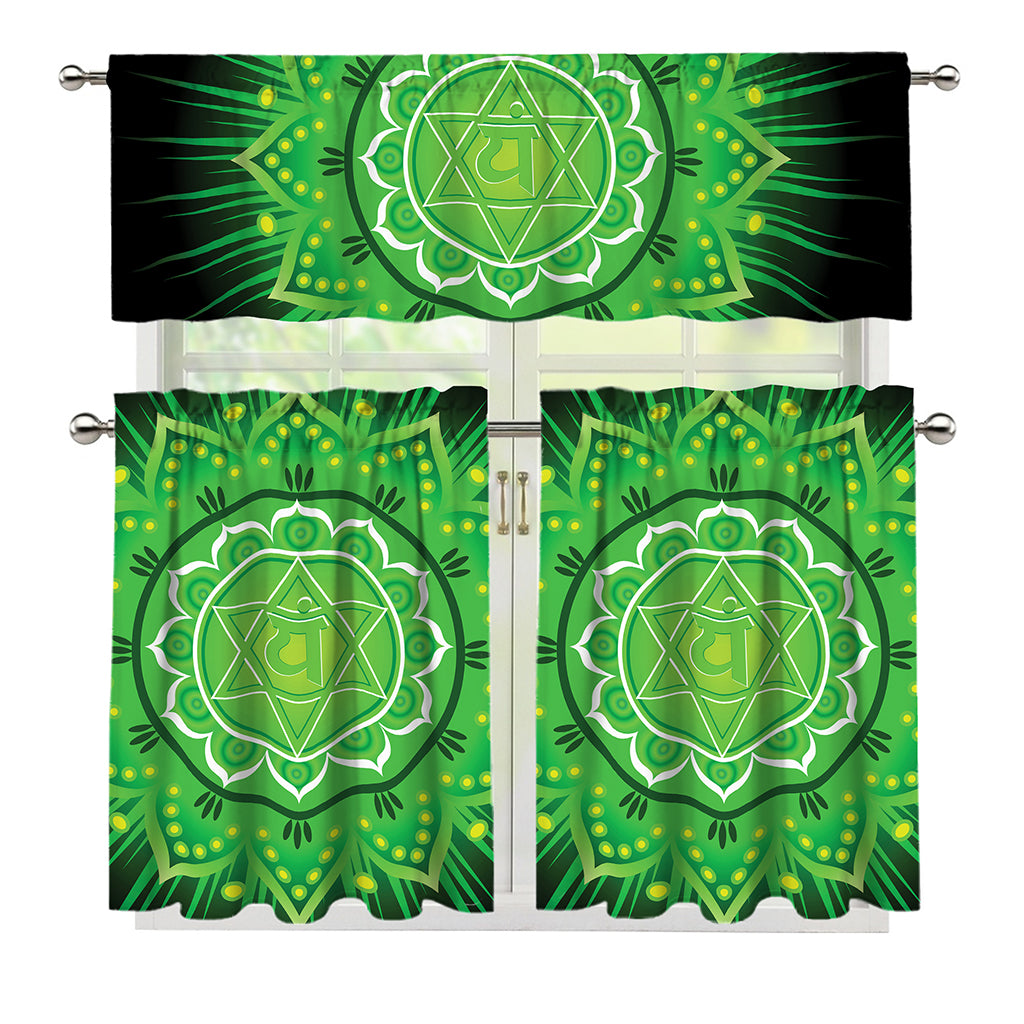 Anahata Chakra Mandala Print 3 Piece Kitchen Curtains