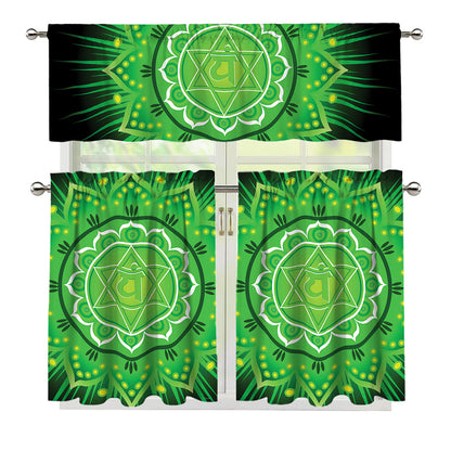 Anahata Chakra Mandala Print 3 Piece Kitchen Curtains