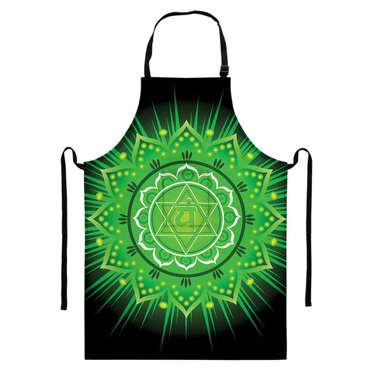 Anahata Chakra Mandala Print Bib Apron With Pocket