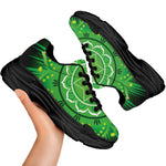 Anahata Chakra Mandala Print Black Chunky Shoes