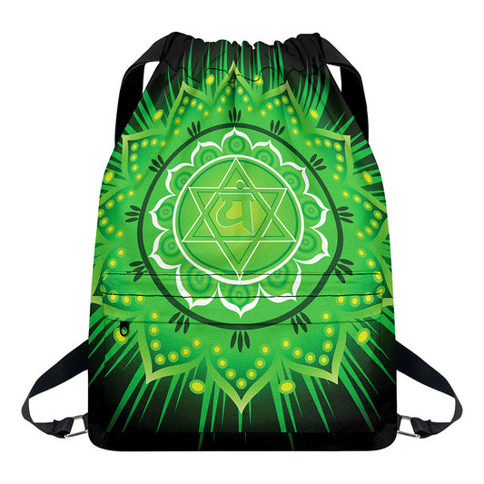 Anahata Chakra Mandala Print Drawstring Backpack