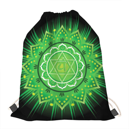 Anahata Chakra Mandala Print Drawstring Bag