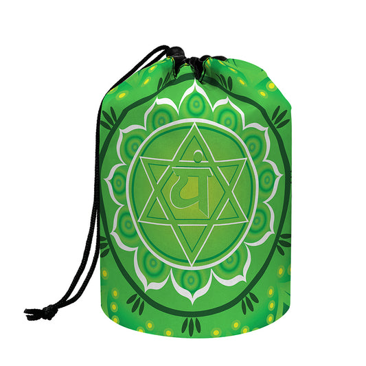 Anahata Chakra Mandala Print Drawstring Makeup Bag
