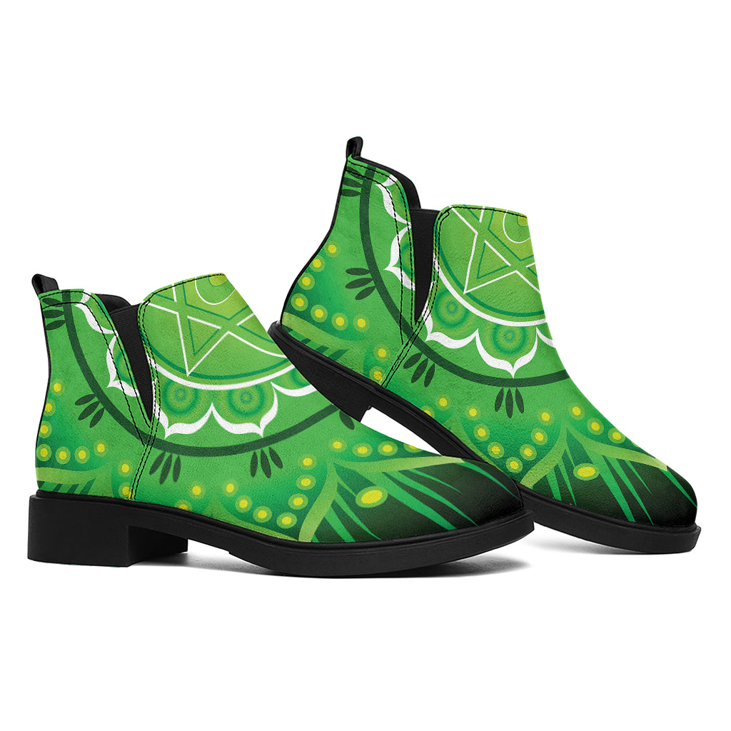 Anahata Chakra Mandala Print Flat Ankle Boots