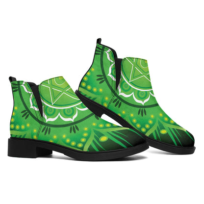 Anahata Chakra Mandala Print Flat Ankle Boots
