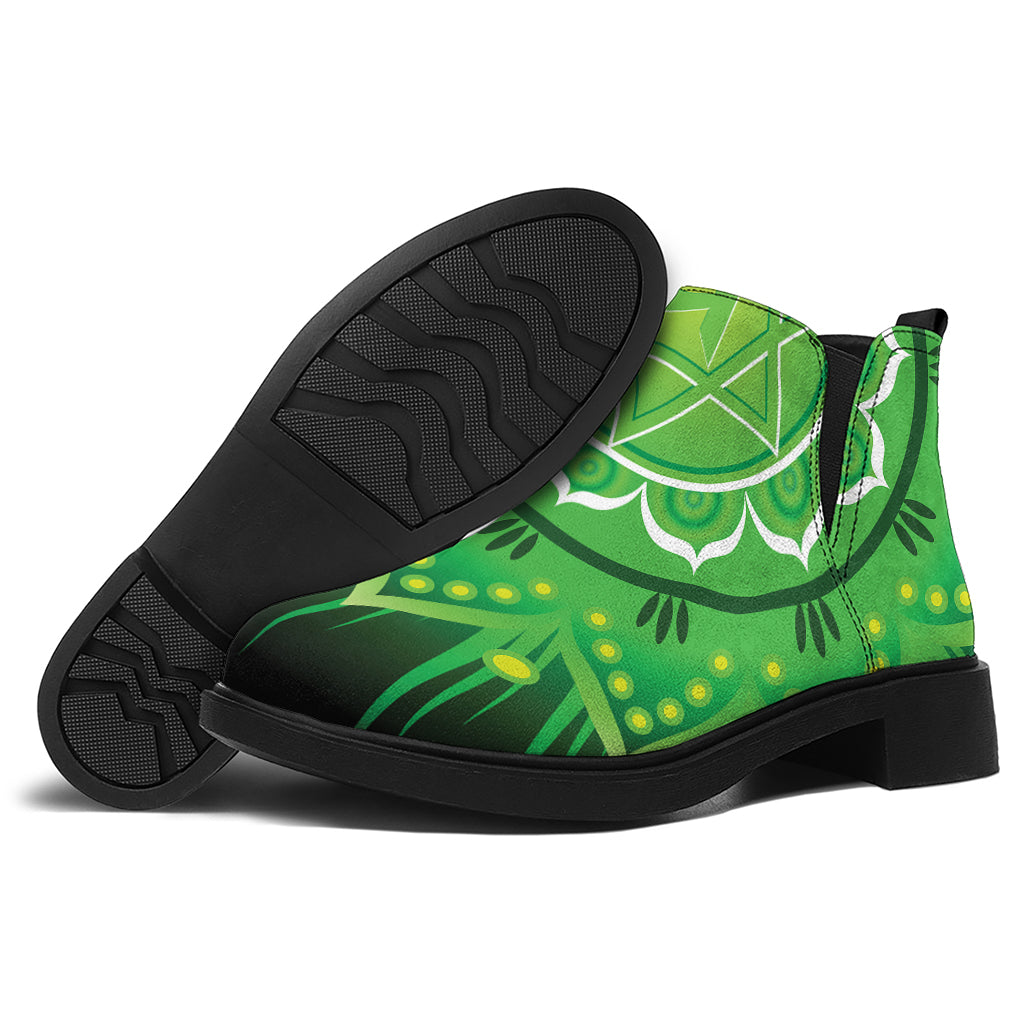 Anahata Chakra Mandala Print Flat Ankle Boots