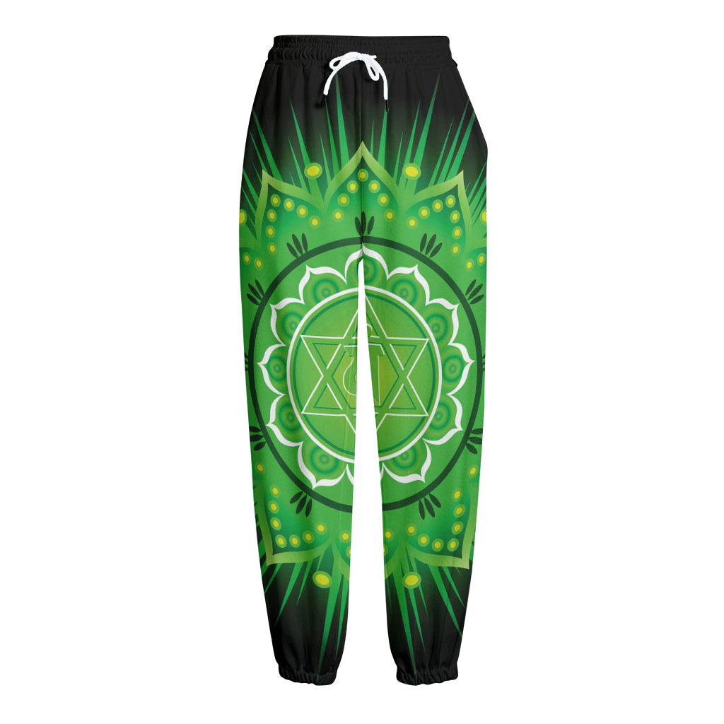 Anahata Chakra Mandala Print Fleece Lined Knit Pants
