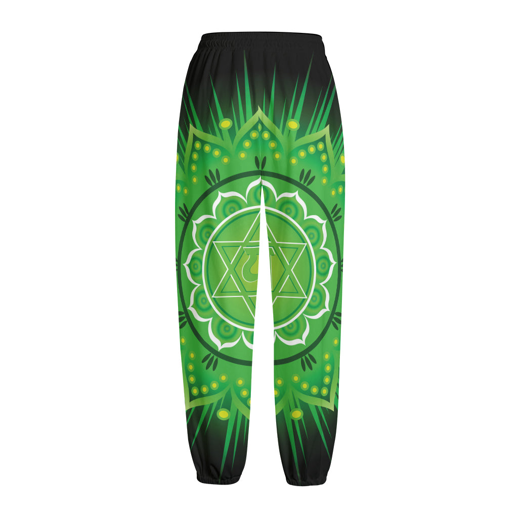 Anahata Chakra Mandala Print Fleece Lined Knit Pants