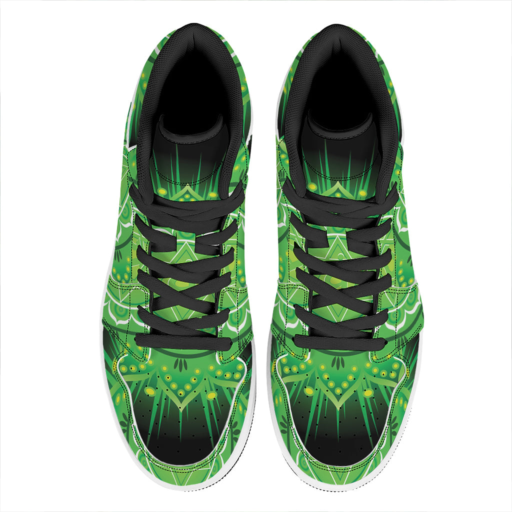 Anahata Chakra Mandala Print High Top Leather Sneakers