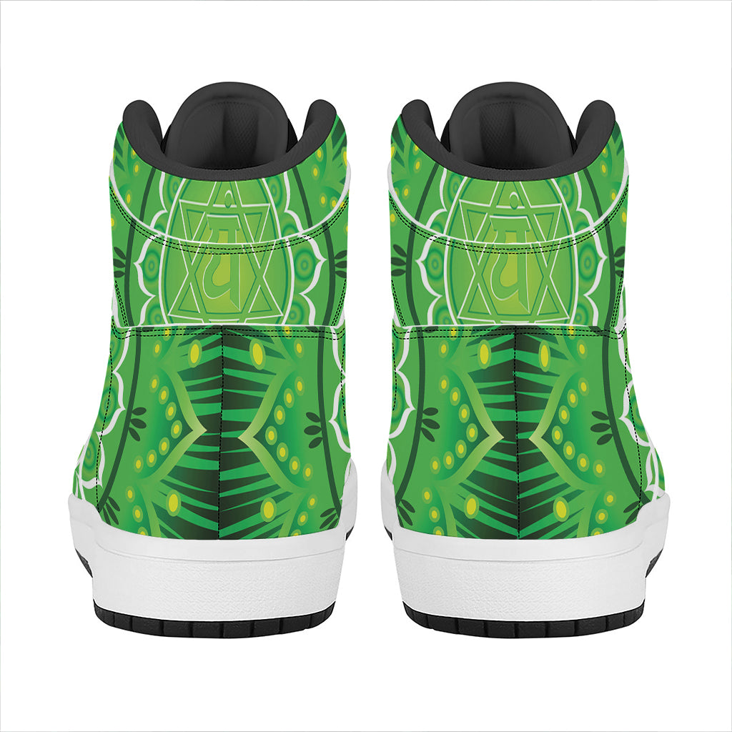 Anahata Chakra Mandala Print High Top Leather Sneakers