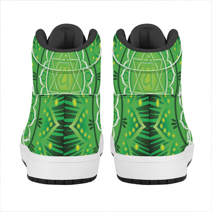 Anahata Chakra Mandala Print High Top Leather Sneakers
