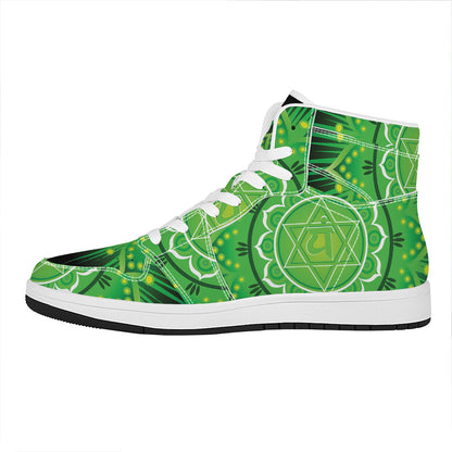 Anahata Chakra Mandala Print High Top Leather Sneakers