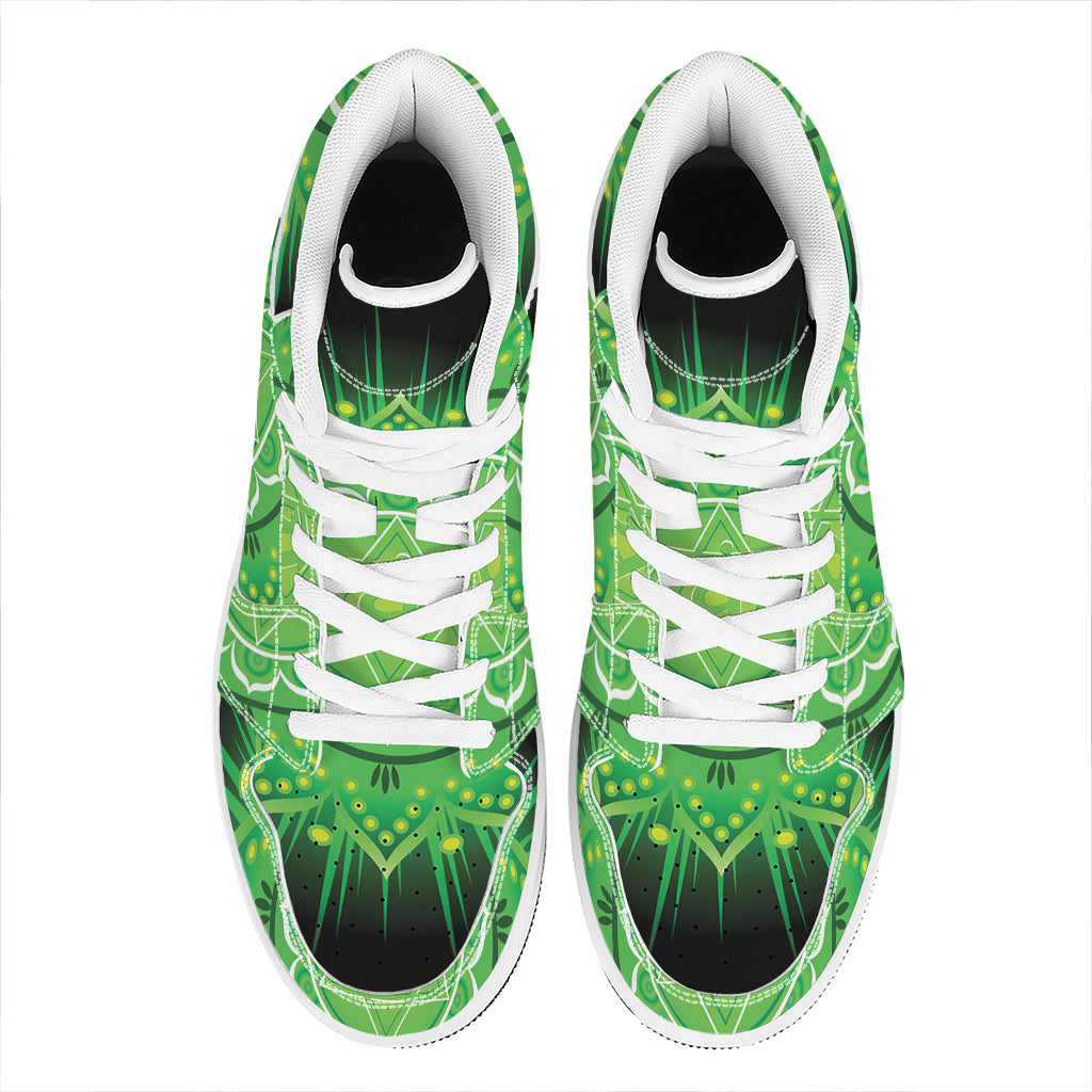 Anahata Chakra Mandala Print High Top Leather Sneakers
