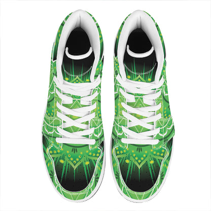 Anahata Chakra Mandala Print High Top Leather Sneakers