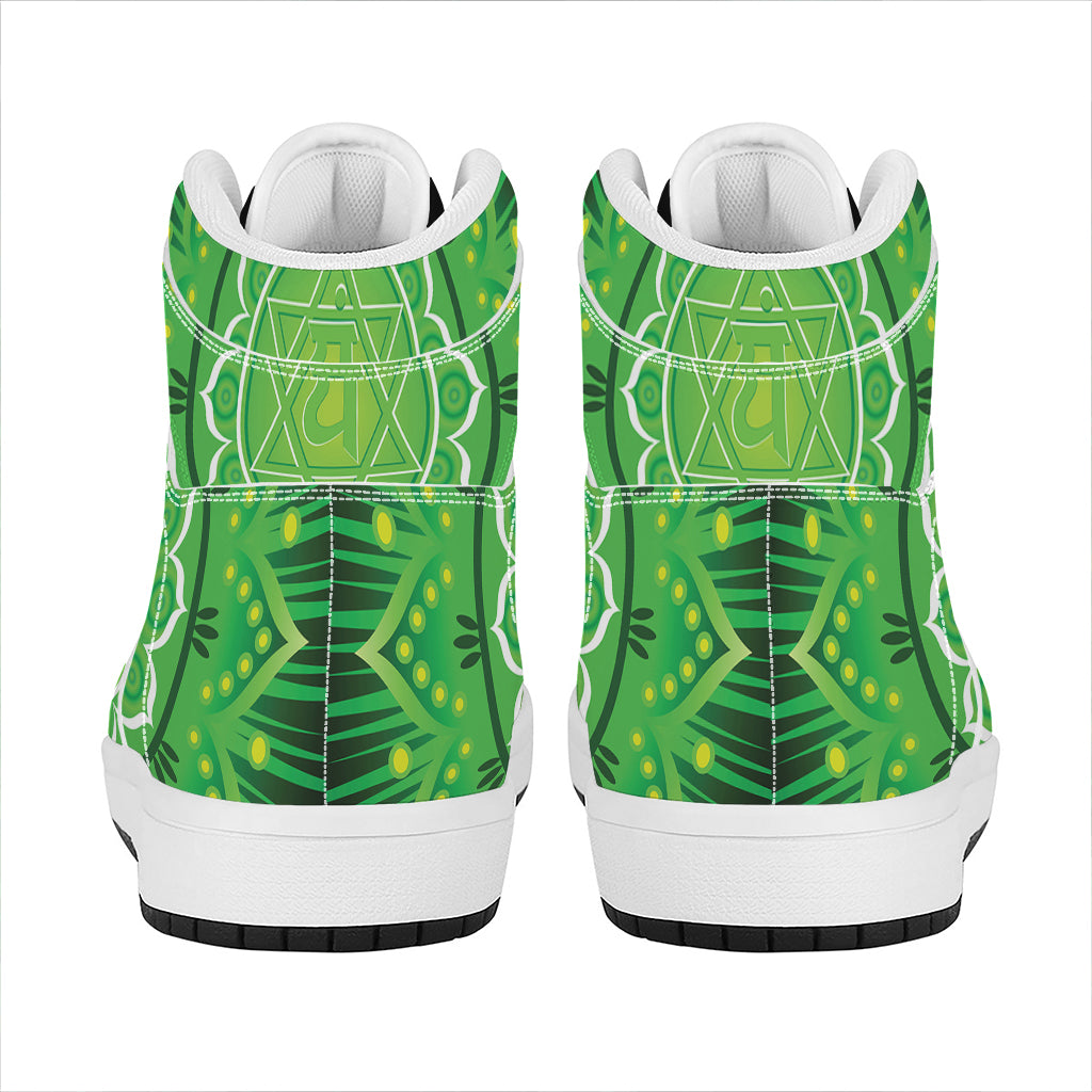 Anahata Chakra Mandala Print High Top Leather Sneakers