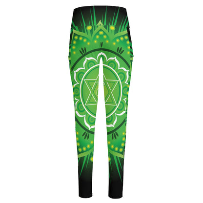 Anahata Chakra Mandala Print High-Waisted Pocket Leggings