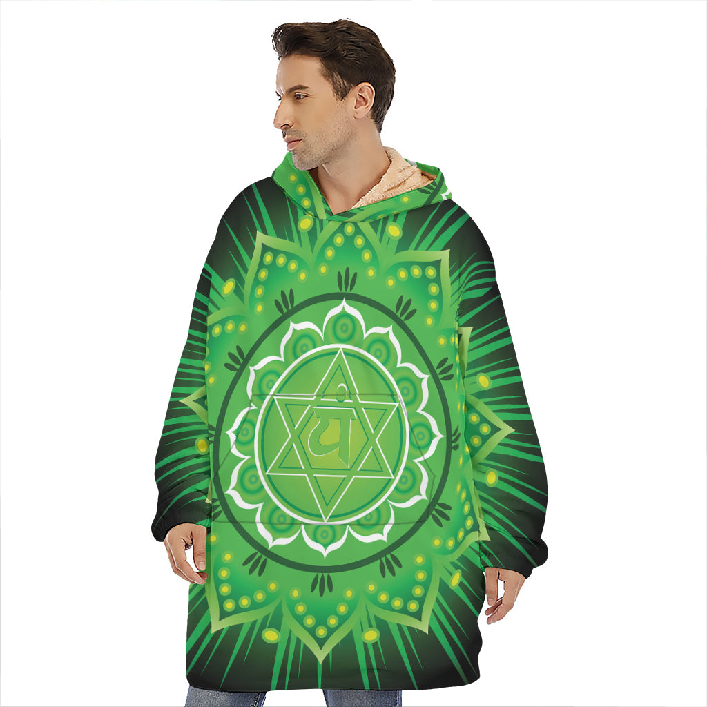 Anahata Chakra Mandala Print Hoodie Blanket