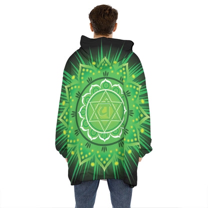 Anahata Chakra Mandala Print Hoodie Blanket