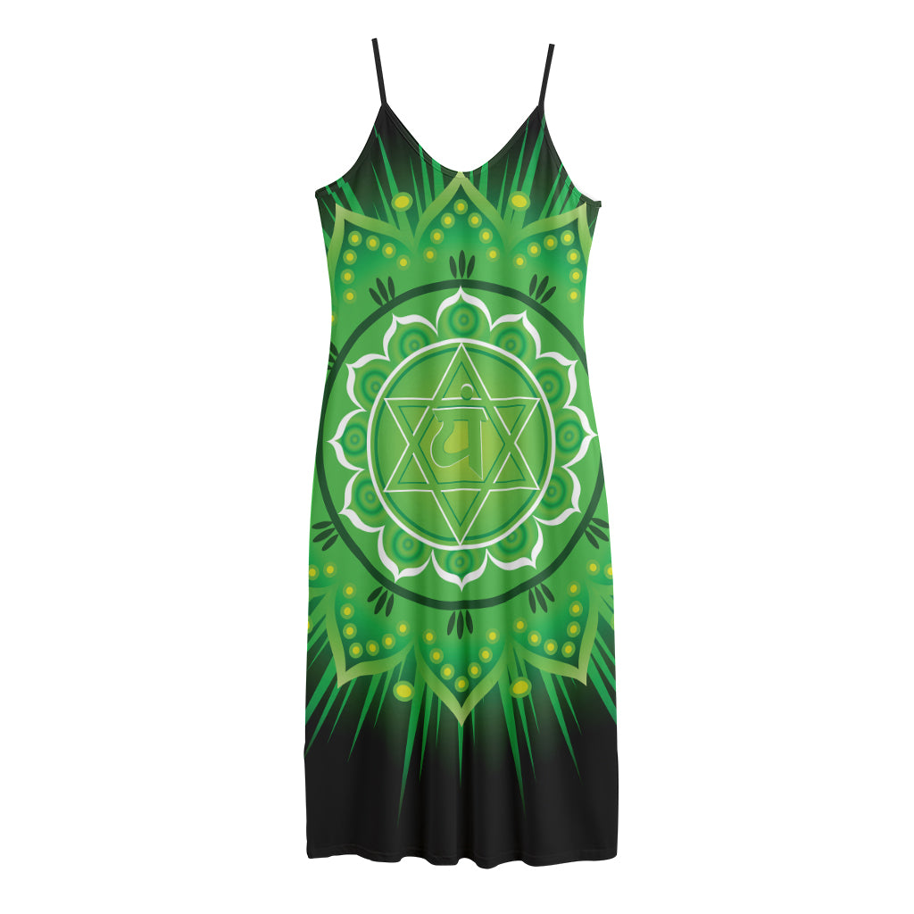 Anahata Chakra Mandala Print Jersey Midi Cami Dress