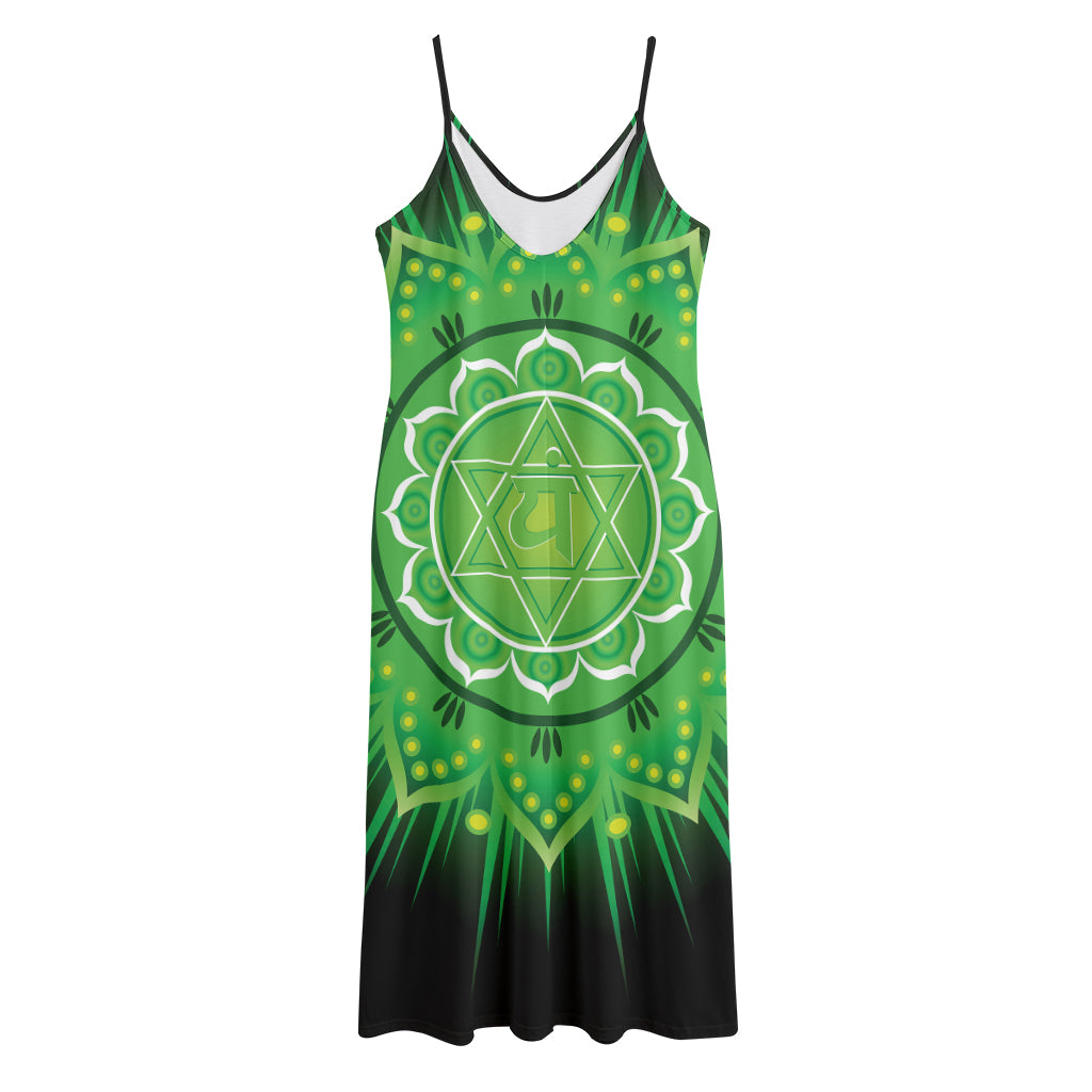 Anahata Chakra Mandala Print Jersey Midi Cami Dress