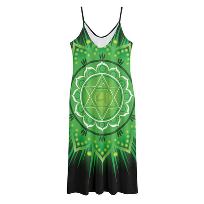 Anahata Chakra Mandala Print Jersey Midi Cami Dress